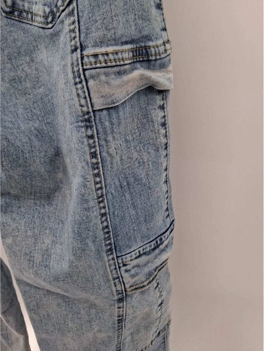 Your Cute Jeans Women 7 Light Blue Denim Acid Wash Mid Rise Stretch Cargo Casual